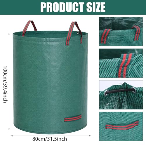 4 Pack 132 Gallon Lawn Bags with Stand Frame Gloves(D31.5,H39.4 in)