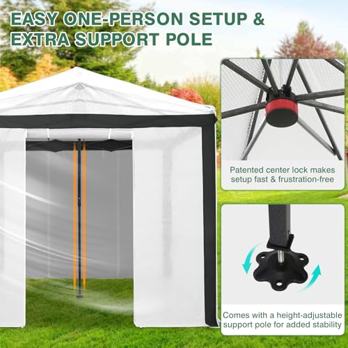 EAGLE PEAK 12x8 Walk in Pop Up Greenhouse, Support Pole, Gray/White - color: Gray/White, size: 12x8