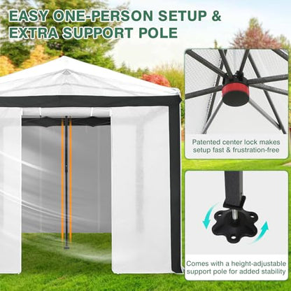 EAGLE PEAK 12x8 Walk in Pop Up Greenhouse, Support Pole, Gray/White - color: Gray/White, size: 12x8