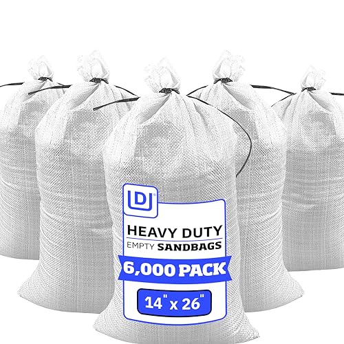DURASACK Heavy Duty Sandbags with Ties, 14x26, Empty, White, 6000 Count - color: White, size: 6,000 Sandbags