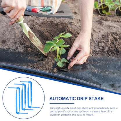 GANAZONO Drip Emitters Emitters Drip Emitter Stakes 100PCS Angled Plastic Irrigation Support Stakes Drip Tubing Hold Stakes for Gardening Patio Lawn Vegetable Fruit - size: 10X4cm