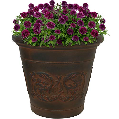 Sunnydaze Arabella 16'' Plastic Planter Pot for Plants, Rust - color: Rust, size: 16 in