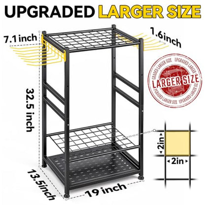 Garden Tool Organizer, Up 48 Long Handle Tool, Garage Storage and Organization with Side Hook for Broom/Rake/Shovel/T-Handle Tool, Heavy Duty Steel Outdoor Tool Rack,Yard Tool Stand for Shed