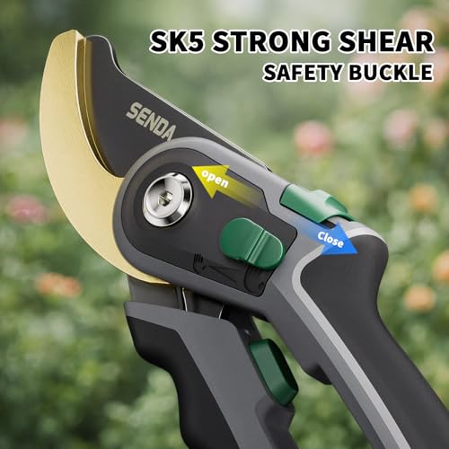 9" Bypass Pruning Shears, SK5 Steel Pruning Shears for Gardening, Garden Clippers with 2-Position Adjustable Jaw for Thick Branches, Landscaping - style: 9'' adjustable pruning shears