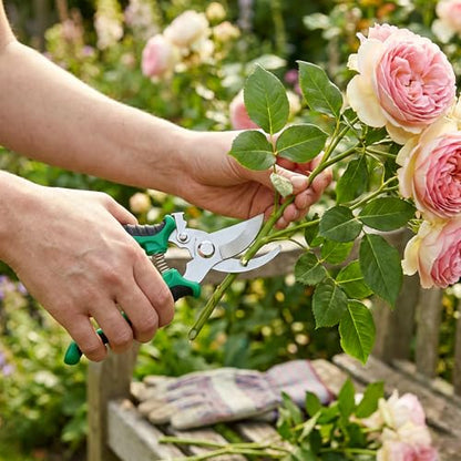 Garden Pruning Shears Set, Bypass Pruner & Straight Blade Garden Scissors, Heavy Duty Hand Garden Clippers for Trimming Branches, Flowers, Plants & Fruit Picking green