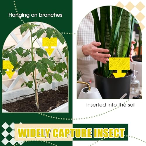 Quality 100 Pcs Yellow Sticky Traps for Plant Gnats, Dual Sided Fly Trap