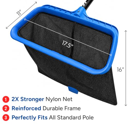 Durable Pool Skimmer Leaf Net - Fine Mesh Deep Nylon Bag (No Pole) - color: BLUE NET