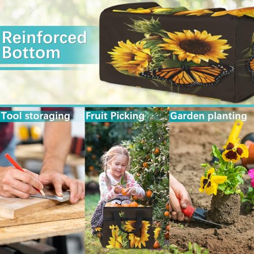 Butterfly Sunflower Funny Garden Tool Bag Waterproof Gardening Tool Storage Bag with Handle & 10 Pockets Gardening Tote Bag for Women Garden Tool Organizer - color: Butterfly Sunflower Funny