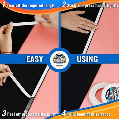 Double-Sided Fabric Tape,Hem Tape No Sew No Iron,1/4"+1/2" (2 Rolls) - size: 1/4inch+1/2inch