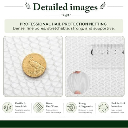 SATINIOR 16.3x10 ft Garden Hail Netting Heavy Duty for Raised Beds, White