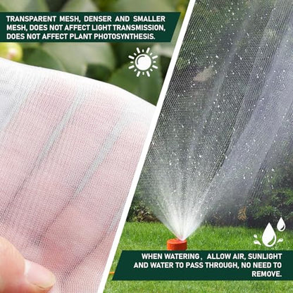 KEOHOLI 12x12 FT Large Fruit Tree Netting Bags with Zipper and Drawstring, Insect Bird Barrier Netting Plant Covers for Fruit Vegetable Trees, Bushes,Flower in Garden (12 * 12ft, 1Pack) - size: 12*12ft (1Pack, White)