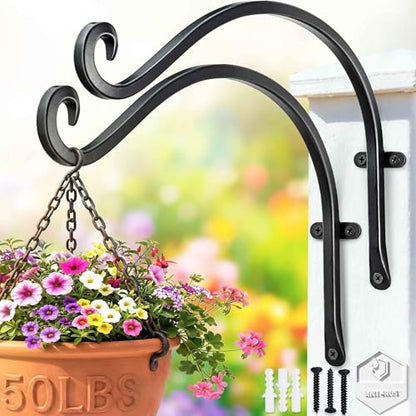 Lifyzoon Hanging Plant Brackets Outdoor: 12" 2 Pack Heavy-Duty Plant Hanger - size: 2B-12“2PCs