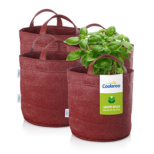 Coolaroo 4-Pack 5 Gallon Heavy Duty Plant/Vegetable/Herb/Fruit Breathable Fabric Grow Planter Pot Bags with Handles, Brick - color: Brick, size: 4 Pack, style: 5 Gallon