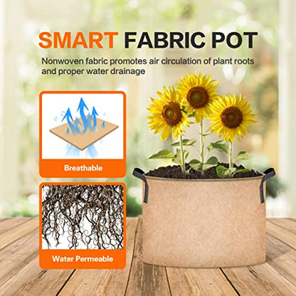 iPower Plant Grow Bag 15 Gallon 6-Pack Heavy Duty Fabric Pots, 300g Thick Nonwoven Fabric Containers Aeration with Nylon Handles, for Planting Vegetables, Fruits, Flowers, Tan 2024 Version - color: Tan, size: 15 Gallon