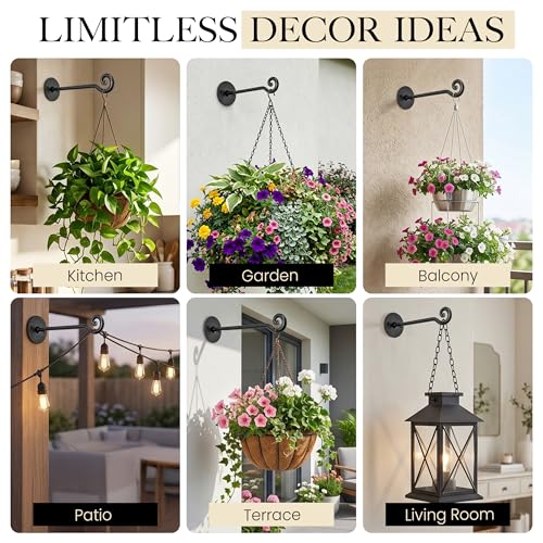 RTZEN Plant Hangers Outdoor or Indoor Heavy Duty Wall Bracket Hooks - size: 7.5 Inch, style: Swirl Hooks