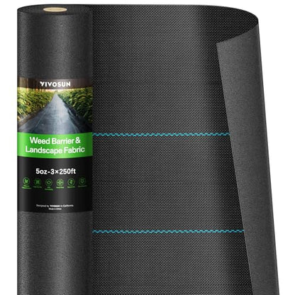 VIVOSUN Premium Weed Barrier Landscape Fabric Heavy Duty 3ftx250ft - size: 3×250FT