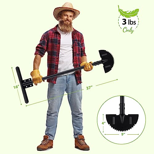 Lawn Edger Tool, Half Moon Edger and Sharp Round Saw Tooth Blade, Wide Footstep, Manual Edger Landscaping Tools for Sidewalk, Border, Garden, Grass, Heavy Duty full Metal Edging Tool 37” Long Handled