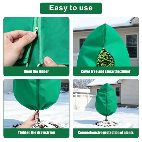 6 Pack Plant Frost Freeze Protection Covers with Zipper Drawstring, 2 Sizes