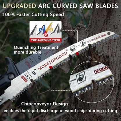 9 Inch Arc Edge Reciprocating Saw Blade with U-Groove Chip Removal Design, 7TPI Japanese Teeth with Arc-Curved Saw Blades for Wood Pruning, Tree Trimming & Wood Cutting, 3‑Pack - size: 9 Inch