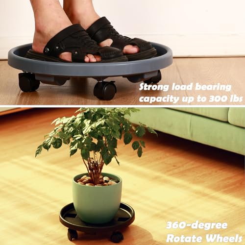 5 Pakcs Large Plant Caddy with Wheels 15.8" Rolling Plant Stands Heavy-duty Plastic Plant Roller Base Pot Movers Plant Saucer on Wheels Indoor Outdoor Plant Dolly with Caster Tray Coaster Black - color: Black