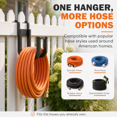 Fence Hose Hanger for Outside, Hanging No Drill Garden Hose Holder