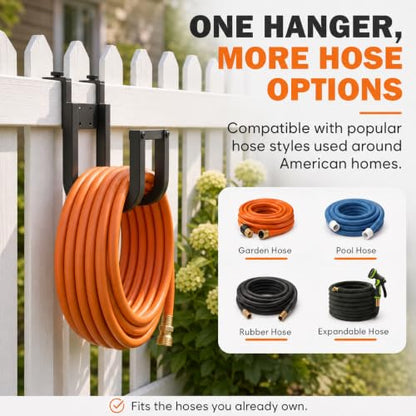 Fence Hose Hanger for Outside, Hanging No Drill Garden Hose Holder