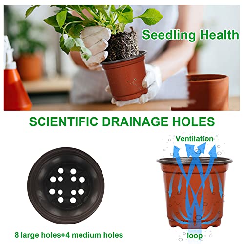 Augshy 40 Pcs 6 Inches Plastic Plant Nursery Seed Starting Pot for Outdoor - size: 6 Inch