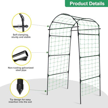 Garden Arch Cucumber Trellis for Climbing Plants 6.7ft Black - size: 78.7 x 31.5 x 31.5 in, Arch, Black