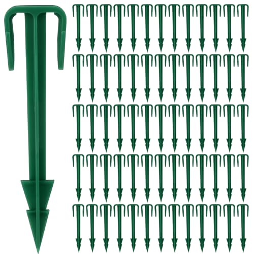 Nuanchu 100 Pcs 4 Inch Landscape Garden Stakes Bulk, Degradable Sod Spikes - size: 4 Inch