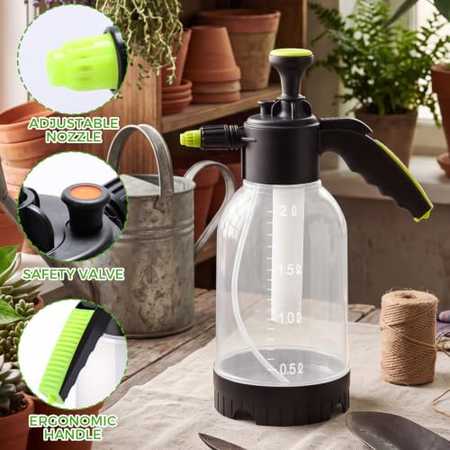 4 Pcs Plastic Handheld Pump Sprayer 1/2 Gallon Garden Pressure Spray Bottle with Adjustable Brass Nozzle Water Pump Sprayer for Plants Cleaning Household Gardeners Tasks (Clear) - color: Clear