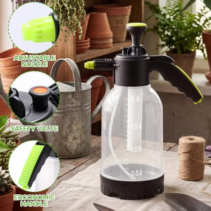 4 Pcs Plastic Handheld Pump Sprayer 1/2 Gallon Garden Pressure Spray Bottle with Adjustable Brass Nozzle Water Pump Sprayer for Plants Cleaning Household Gardeners Tasks (Clear) - color: Clear