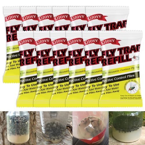 12 Pack Fly Bait, Fly Trap Refills Packet Work with All Reusable Flies Trap - size: 12 Pack