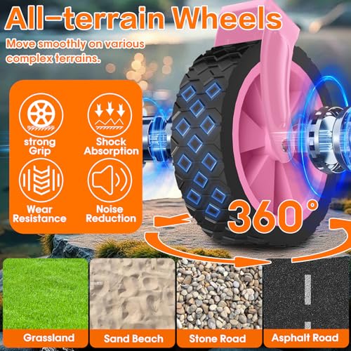 COZEER Wagons Carts Foldable, 360LBS Folding Heavy Duty Wagon with Wheels - color: Pink, size: 100L