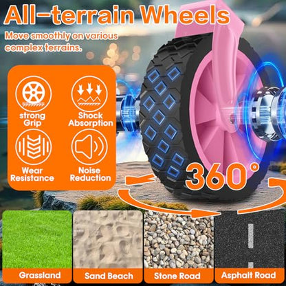 COZEER Wagons Carts Foldable, 360LBS Folding Heavy Duty Wagon with Wheels - color: Pink, size: 100L