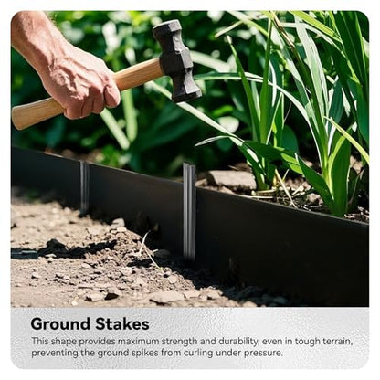 Worth Galvanized Steel Landscape Edging 10" x25' Metal Garden Edging Roll Flexible Bender Border with 8Pcs Stakes for Lawn, Flower Bed Edges, Black - color: Black, style: 10"x25'