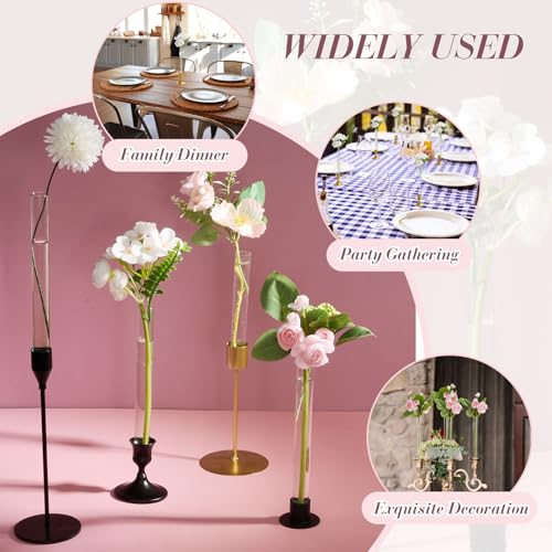6 Pack 3.9" Glass Bud Vase Taper Candle Holder - size: 3.9"