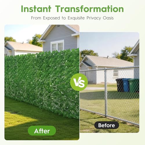 Bybeton 40"x120" Ivy Privacy Fence Screen UV Resistant Expandable Lattice - size: 40*120 IN