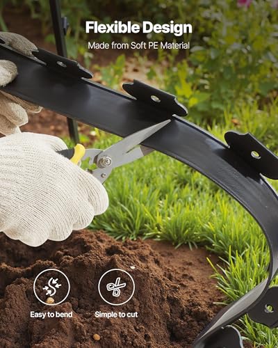 VEVOR Landscape Edging, 20 ft x 2 in Plastic Garden Border Edging with 120 Spikes, No Dig, Flexible Lawn Edgings Roll, UV-Resistant Mini Fence Borders Pathway Edgings for Flower Beds Yard Paver - style: 20ft*2in（L-shaped）
