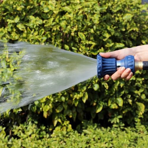 HOSUN Garden Hose Nozzle, Fireman Style Hose Nozzle, Heavy Duty Brass Hose Nozzle, Leak Proof & Best High-Pressure Sprayer for Plants Watering, Car Washing, Pet Washing, etc. (blue) - color: Blue