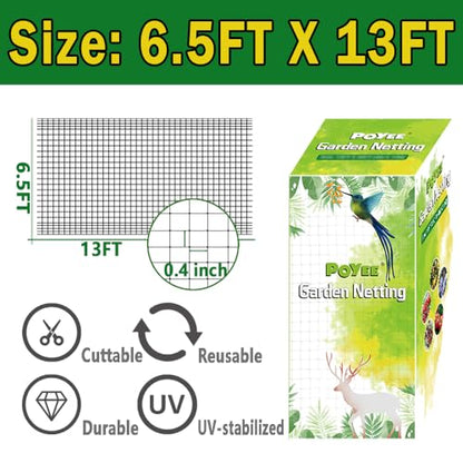POYEE Bird Netting, 6.5x13FT Heavy Duty Garden Netting - size: 6.5x13FT