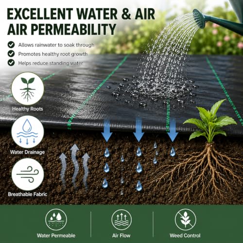 4FTx250FT Weed Barrier Landscape Fabric Heavy Duty 5oz Pro Ground Cover Mat - size: 5oz-4ftx250ft