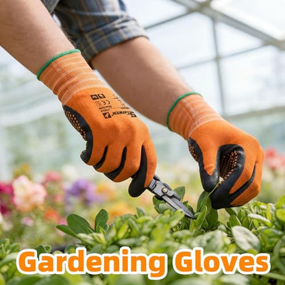 Schwer 6 Pairs Safety Work Gloves with Certified Level 6 Abrasion Resistance, General A1 Cut Resistant Working Gloves with MicroDot Grip, Touchscreen, MicroFoam Nitrile Coating, LT5619, M - size: Medium