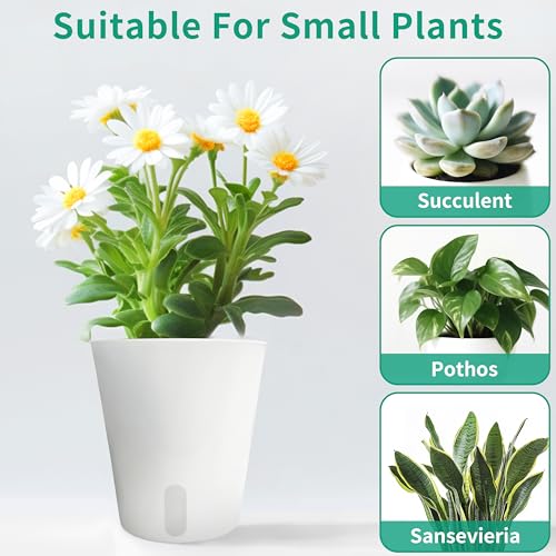 TCBWFY 4 Inch Self Watering Pots for Indoor Plants,8 Sets Self Watering Planter Pots with Visual Water Level Window and Multiple Vents,Self Watering Plant Pot for All House Plants,Flowers,Herbs - size: 4 Inch - 8 Sets