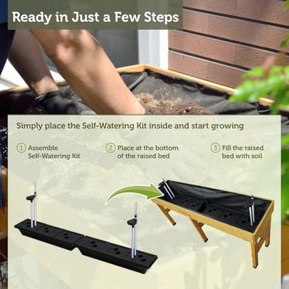 VegTrug Self Watering Kit for Wall Hugger Medium 1.8m Planter, Black - Reservoir System with Water Level Indicator, Prevents Overwatering, Easy Fill Tube & Funnel, Durable Plastic Construction - size: Medium 1.8m