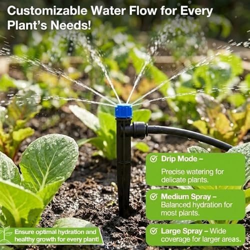 230FT Quick-Connect Drip Irrigation System Kit, Automatic Garden Watering System with 1/4" & 1/2" Tubing - Adjustable Nozzles & Sprinklers for Garden, Greenhouse, Lawn, Potted Plants - size: 33FT Main tube+197FT 1/4'' tube