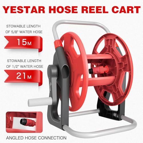 Garden Water Hose Reel,Holds 50-60 Ft of 5/8" Hose - color: Red