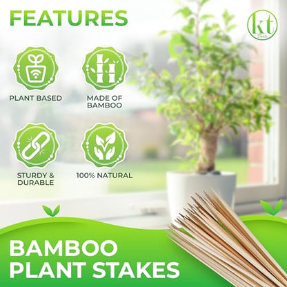 100 Pack 18" Bamboo Plant Stakes for Indoor Plants, Long Wood Skewers Sticks for Plant Support Tomato Floral Flower Bouquet, Garden Wooden Sticks Sign Posting and Other Crafts (100pc - 18 inch)