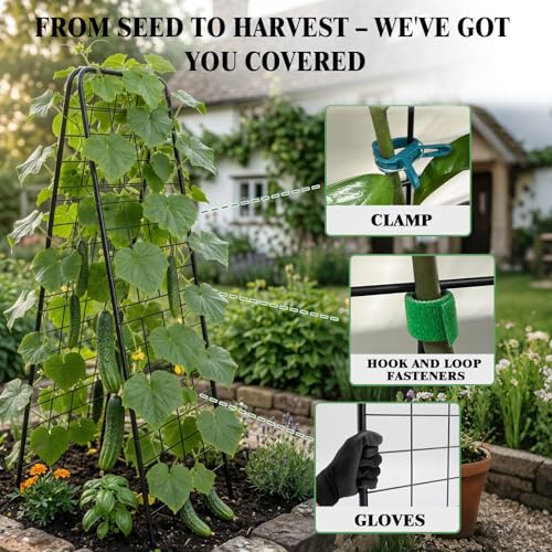 Perszen 2 Pack Cucumber Trellis for Garden, A-Frame Vertical Arch Trellis - size: 2Pack