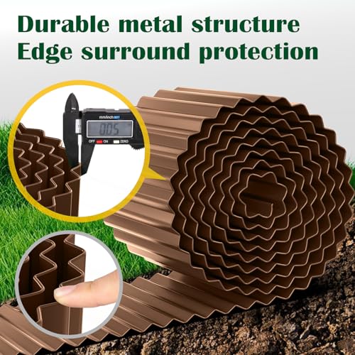 LAVEVE Corrugated Metal Garden Edging 6" x 40Ft, Landscape Edging Border for Lawn, Flower Bed, Garden Fence, Paver Edging (Coffee) - color: Coffee
