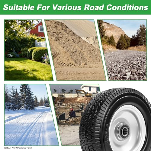 8-Inch Solid Tire Replacement - 2.50-4"Flat Free Tire and Wheel Heavy-Duty for Gorilla Carts, Yard Tractors, Wagons - Replacement Tires with 5/8" Bearings & 2.25" Offset Hub(2 Pack) - size: 8 Inch